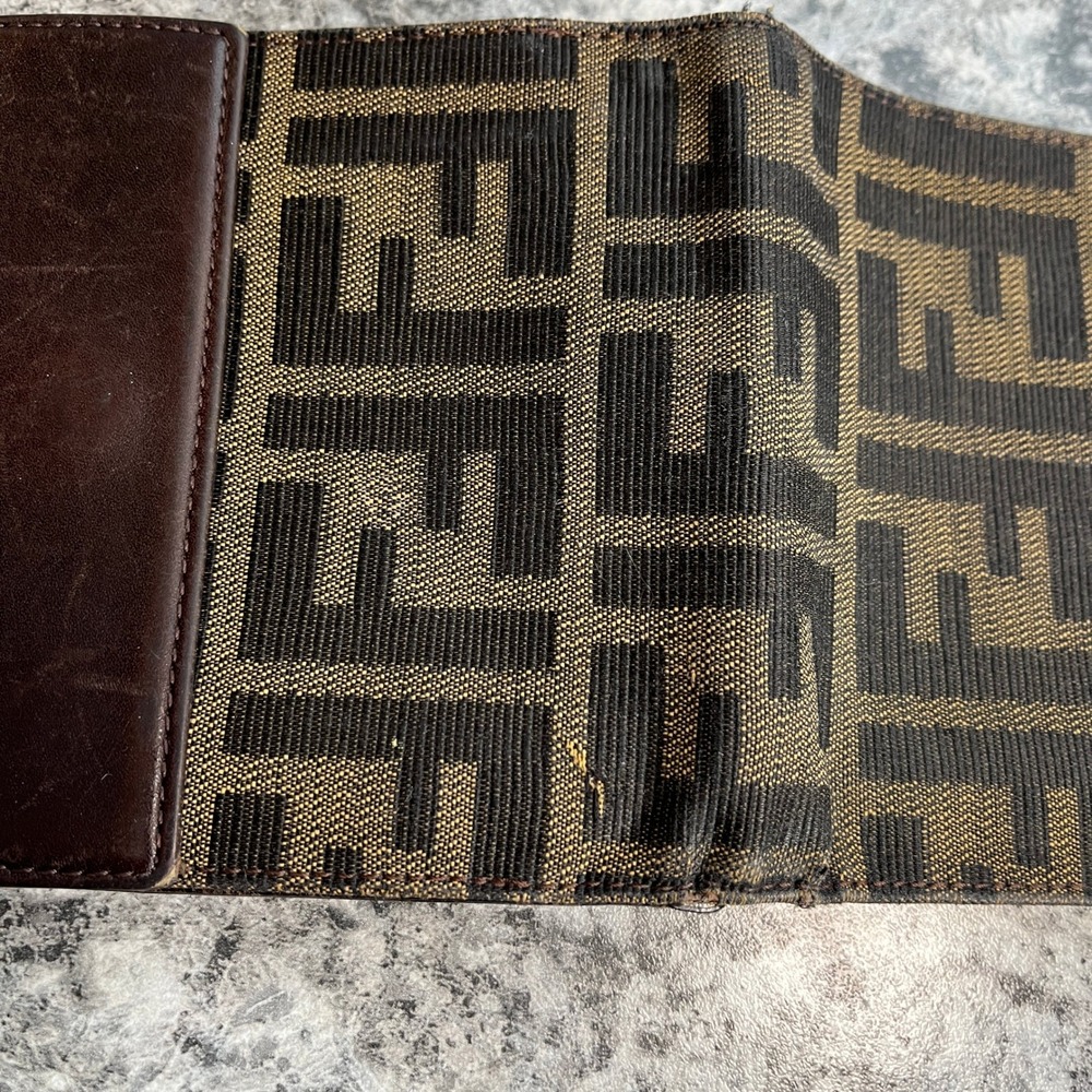Y2K Fendi Zucca Monogram Bifold Wallet Mens Brown Leather Canvas Made in Italy - Picture 8 of 13